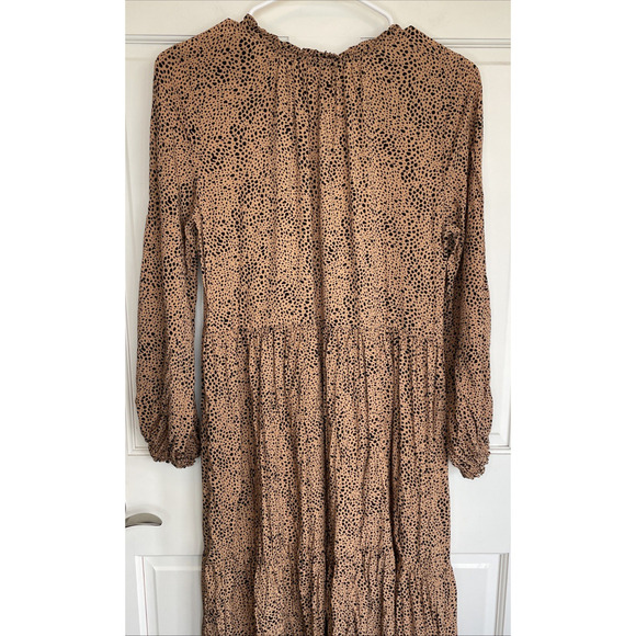 Old Navy Women's Boho Tiered Maxi Dress Sz M Long Sleeve Animal Print Flowy - Picture 10 of 16